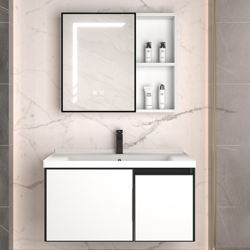 Tall-Short Door Vanity Cabinet With Ceramic Basin