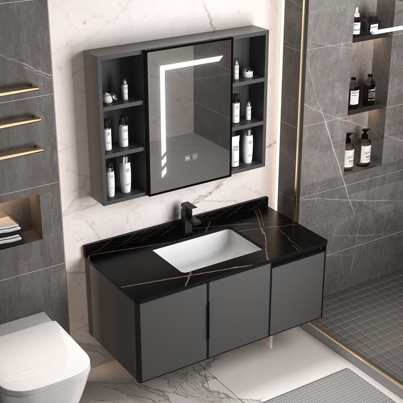 Tall-Short-Door Bathroom Vanity With Sintered Stone Basin
