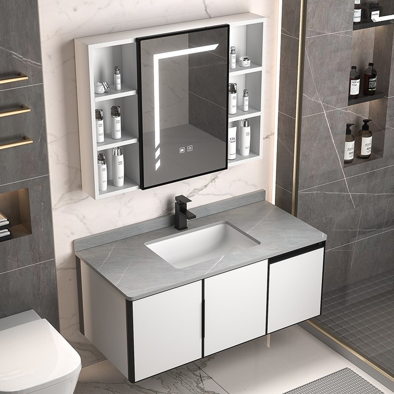 Tall-Short-Door Bathroom Vanity With Sintered Stone Basin