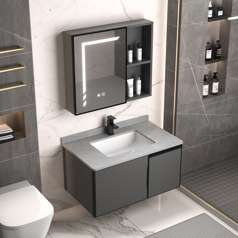 Tall-Short-Door Bathroom Vanity With Sintered Stone Basin