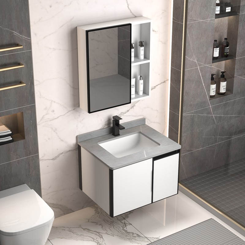 Tall-Short-Door Bathroom Vanity With Sintered Stone Basin