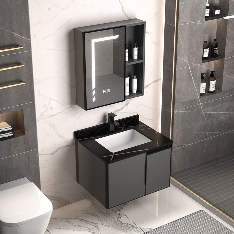 Tall-Short-Door Bathroom Vanity With Sintered Stone Basin