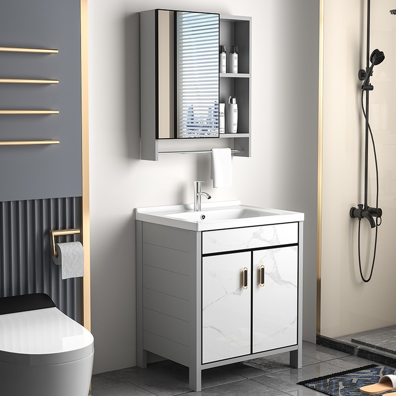 Freestanding Aluminum Bathroom Vanity With Pattern