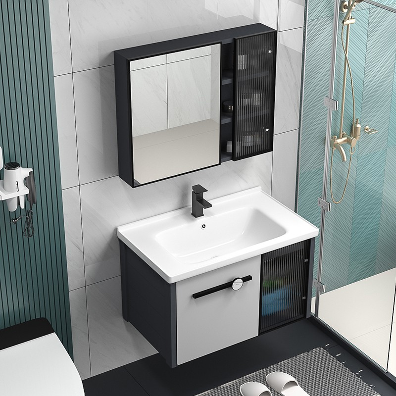 Modern Streamline Bathroom Vanity With Ceramic Basin