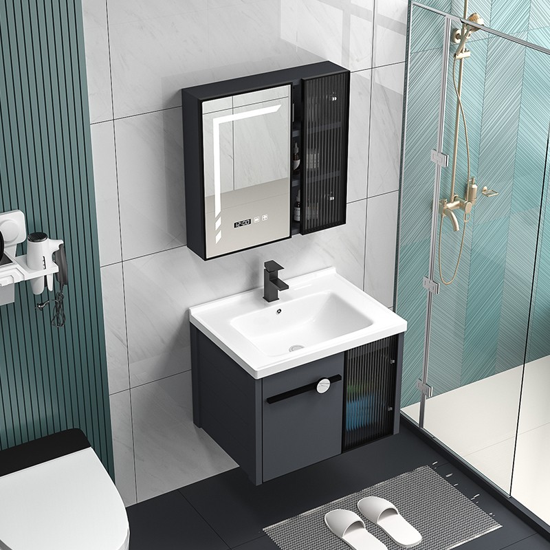 Modern Streamline Bathroom Vanity With Ceramic Basin