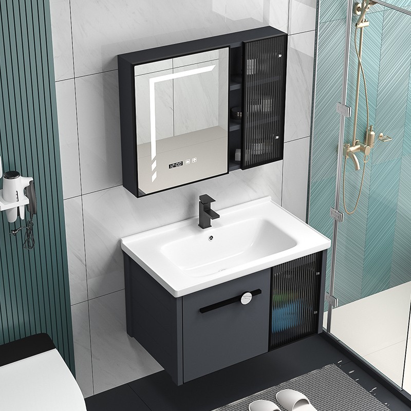 Modern Streamline Bathroom Vanity With Ceramic Basin