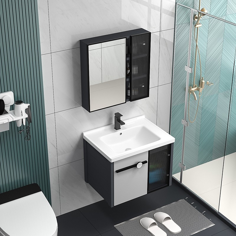 Modern Streamline Bathroom Vanity With Ceramic Basin