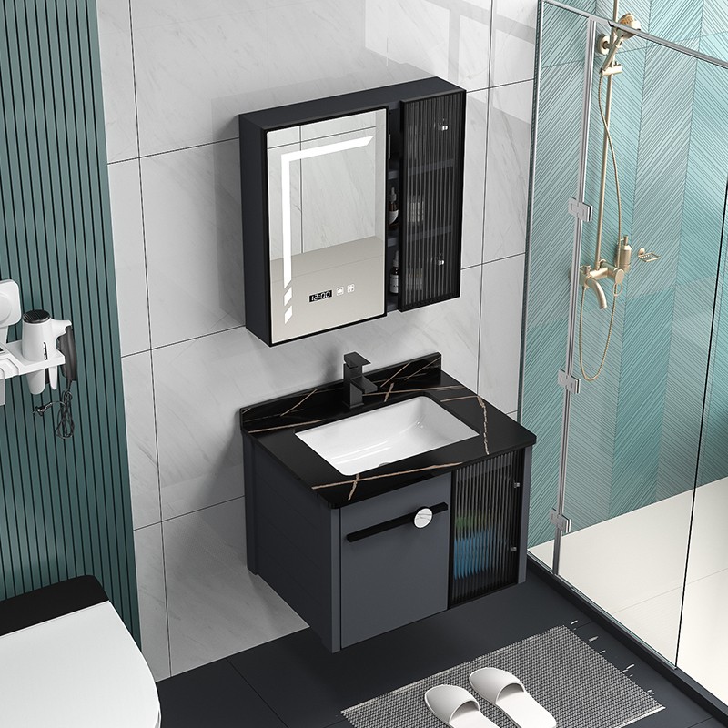 Modern Streamline Bathroom Vanity With Sintered Stone Basin