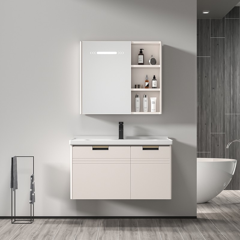 Minimalist Vanity with LED Mirror Cabinet