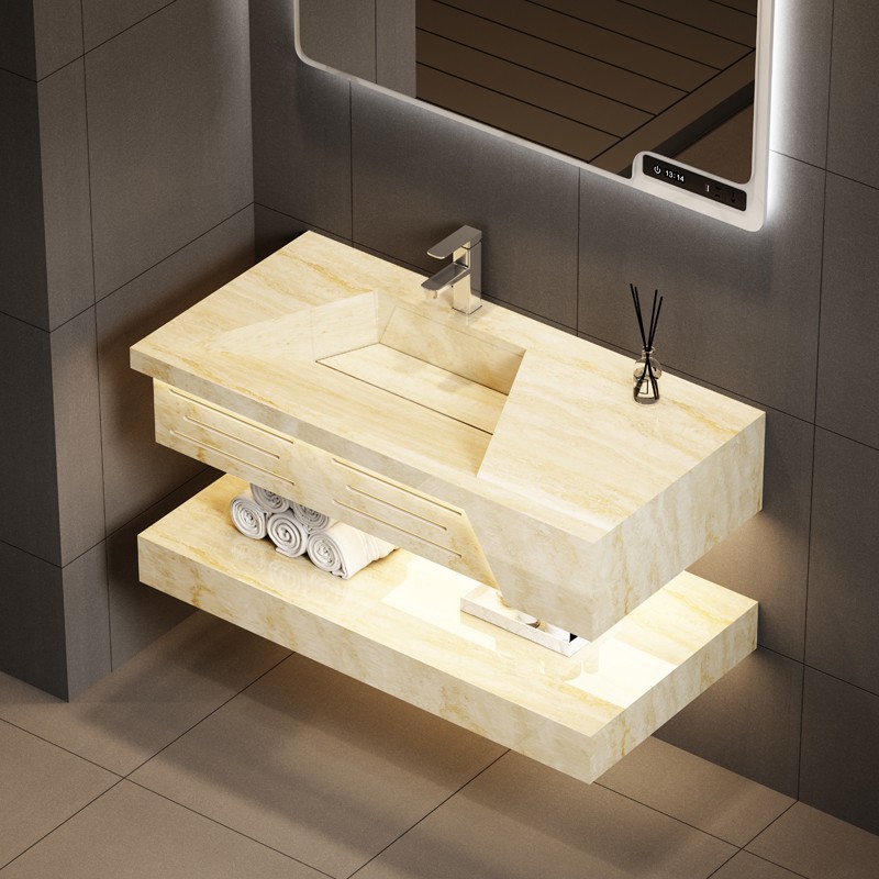 Carving Sintered Stone Bathroom Vanity