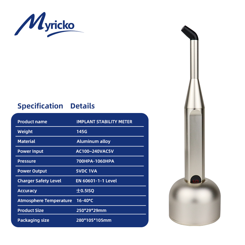 Thiết bị đo tần số cộng hưởng Myricko Precise ISQ giúp kiểm tra độ ổn định của cấy ghép nha khoa một cách nhất quán.