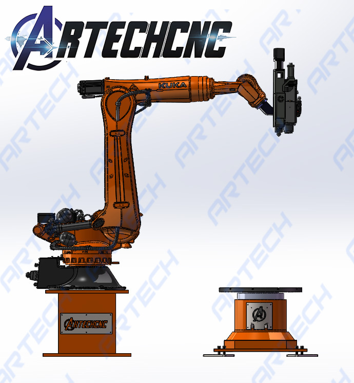 New 7 Axis KUKA210 Robotic Milling System For Marble Granite Engraving With Rotary Table