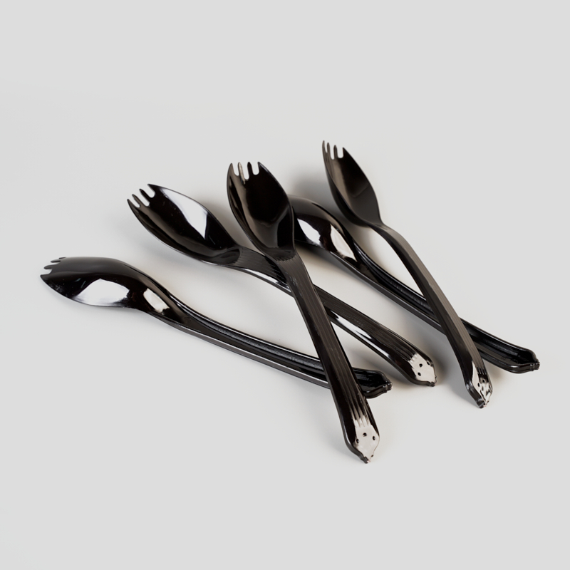 Disposable Black PP Or PS Plastic Flatware Spork