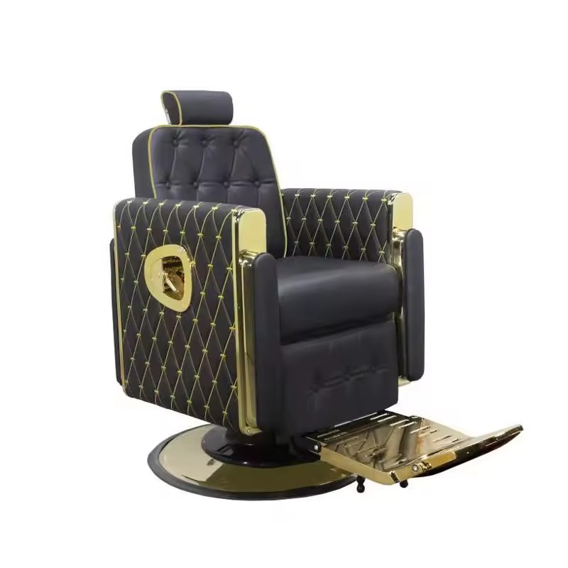 Modern Salon Black Leather Men's Barber Chair