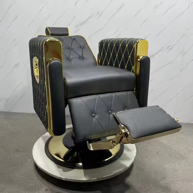 Modern Salon Black Leather Men's Barber Chair