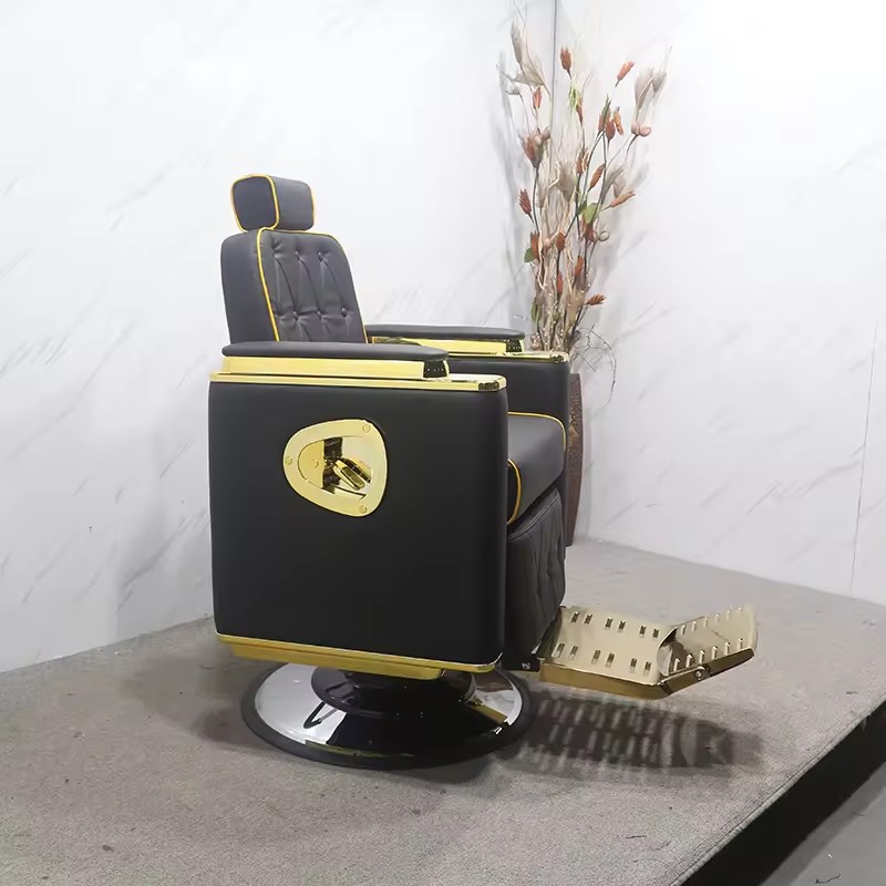 Modern Salon Black Leather Men's Barber Chair