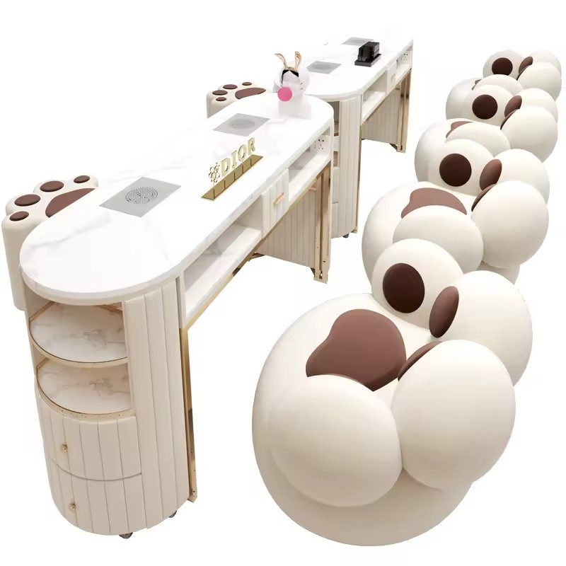 Beauty Salon Double Nail Manicure Table And Chair