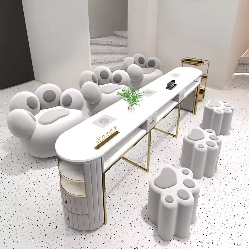 Beauty Salon Double Nail Manicure Table And Chair