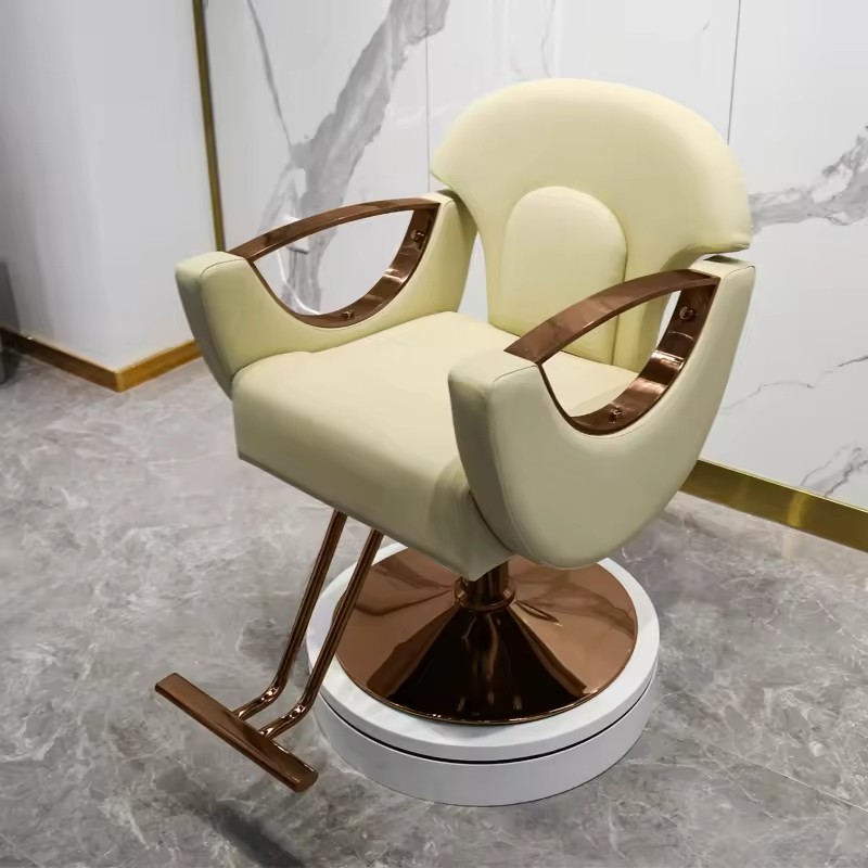 Luxury Small Salon Barber Chair With Gold Armrest