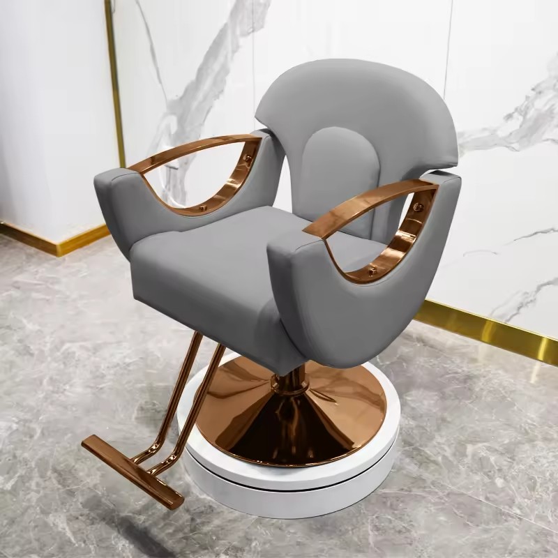 Luxury Small Salon Barber Chair With Gold Armrest