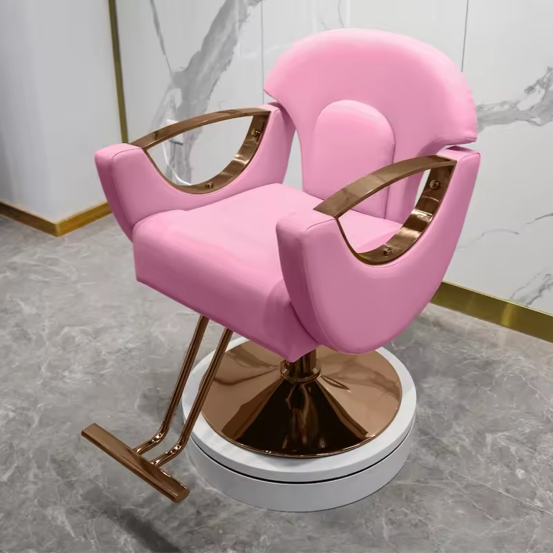 Luxury Small Salon Barber Chair With Gold Armrest
