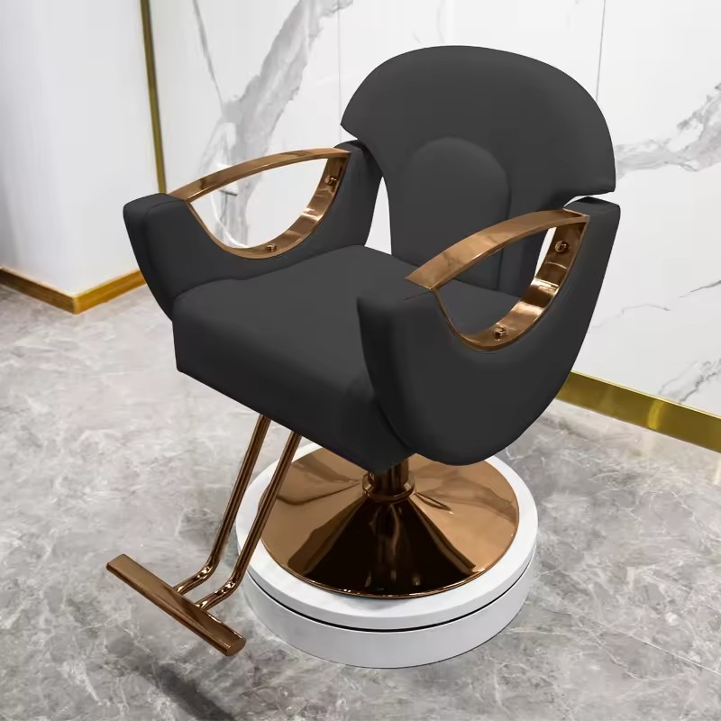 barber chair with gold armrest