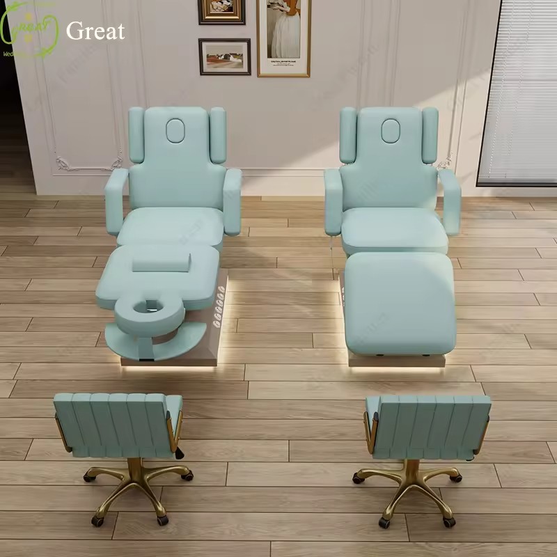 Creative Sky Blue Leather Facial Salon Massage Bed