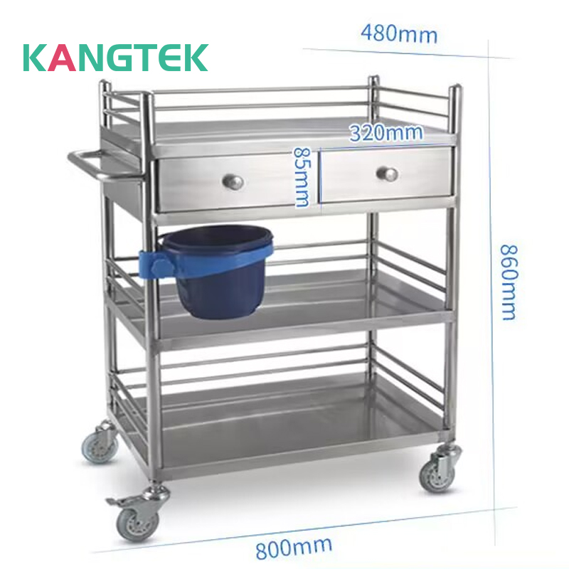 Mobile Medical Trolley na May Mga Drawer