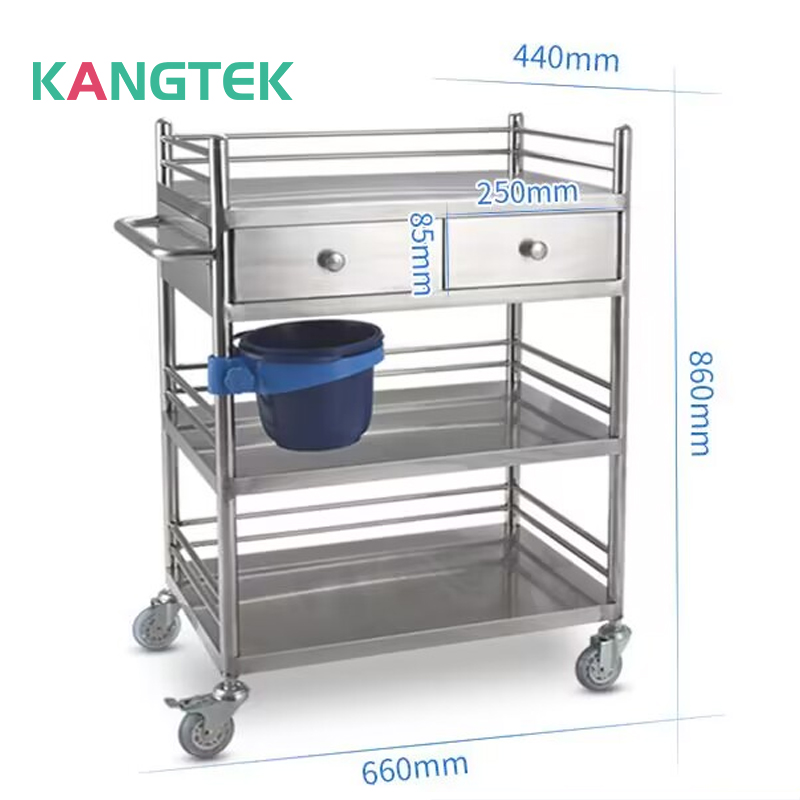 Mobile Medical Trolley na May Mga Drawer