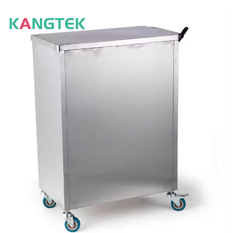 Hand-Push Stainless Steel Storage Single Double Row Mute Wheel With Lock Hospital Trolley