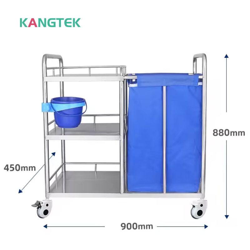 Pagbibihis ng Muwebles ng Medikal na Ospital Maruming Solid Linen Laundry Trolley Portable Dressing Trolley