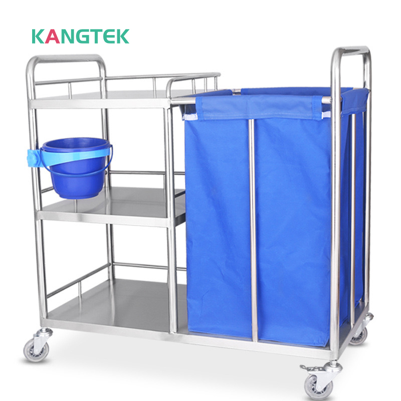 Pagbibihis ng Muwebles ng Medikal na Ospital Maruming Solid Linen Laundry Trolley Portable Dressing Trolley