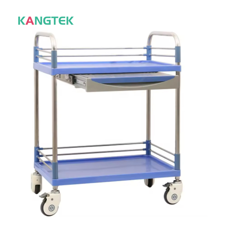 Hospital metal utility trolley, medical injection trolley medical dressing trolley Double Layer