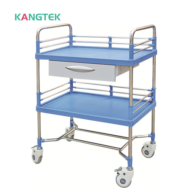 Hospital metal utility trolley, medical injection trolley medical dressing trolley Double Layer