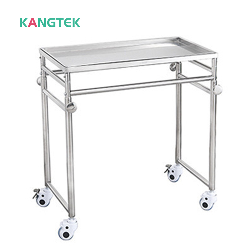 Kangtek 304 Stainless Steel Medical Trolley Hospital Furniture Height Adjustment Multifunctional Trolley