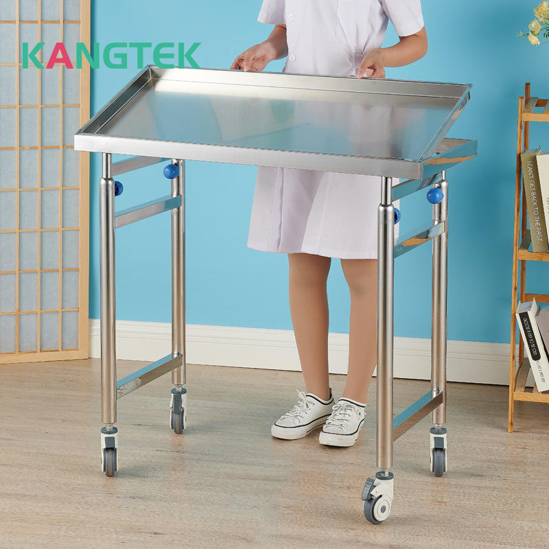 Carro médico de acero inoxidable Kangtek 304, muebles de hospital, carro multifuncional con ajuste de altura