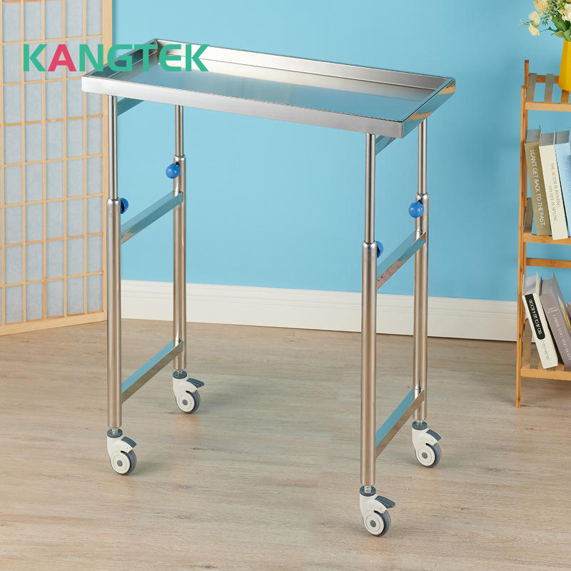 Carrello medico Kangtek 304 in acciaio inossidabile Carrello multifunzionale per la regolazione dell'altezza dei mobili ospedalieri