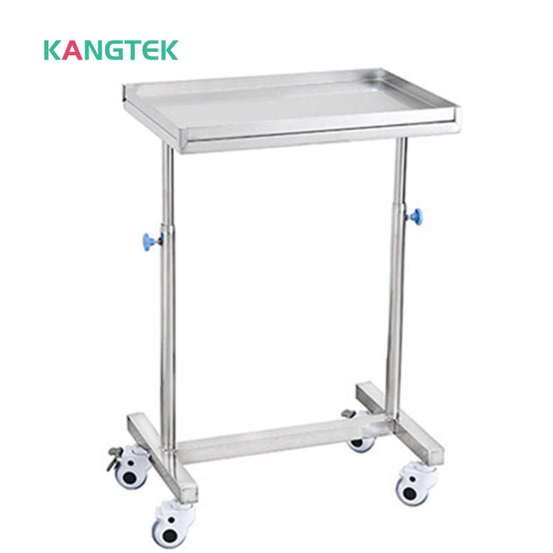 Thickened new hospital stainless steel height-adjustable instrument rack trolley with casters