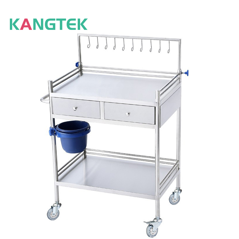 2024 New Type Movable Stainless Steel Hospital Patient Nursing Medical Infusion Trolley