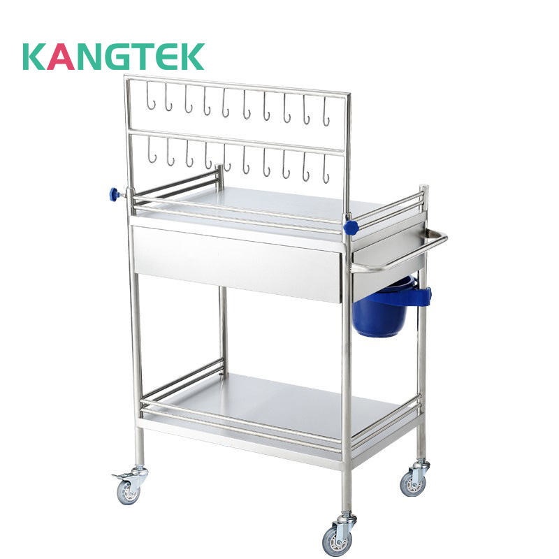 2024 New Type Movable Stainless Steel Hospital Patient Nursing Medical Infusion Trolley