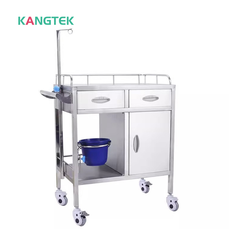 4-wheeled stainless steel medical instrument hospital care trolley