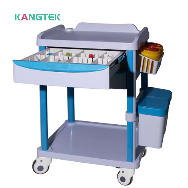 medical instrument trolley dental lab use emergency cart 2 cabinet abs plastic hospital trolley