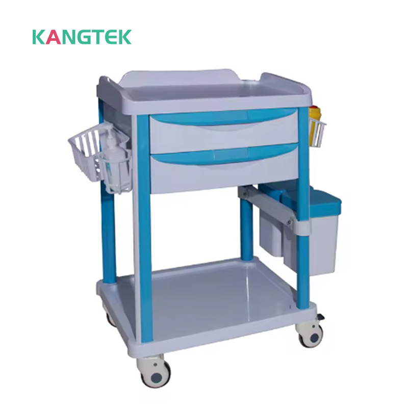 medical instrument trolley dental lab use emergency cart 2 cabinet abs plastic hospital trolley