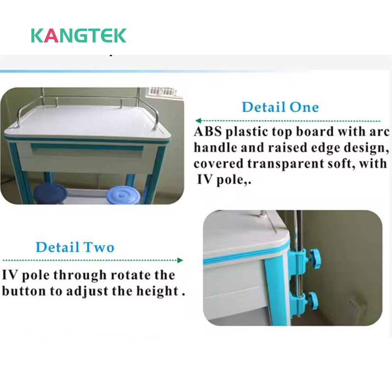 Hospital clinic Cheap Furniture Movable ABS Emergency medication trolley carts with drawers