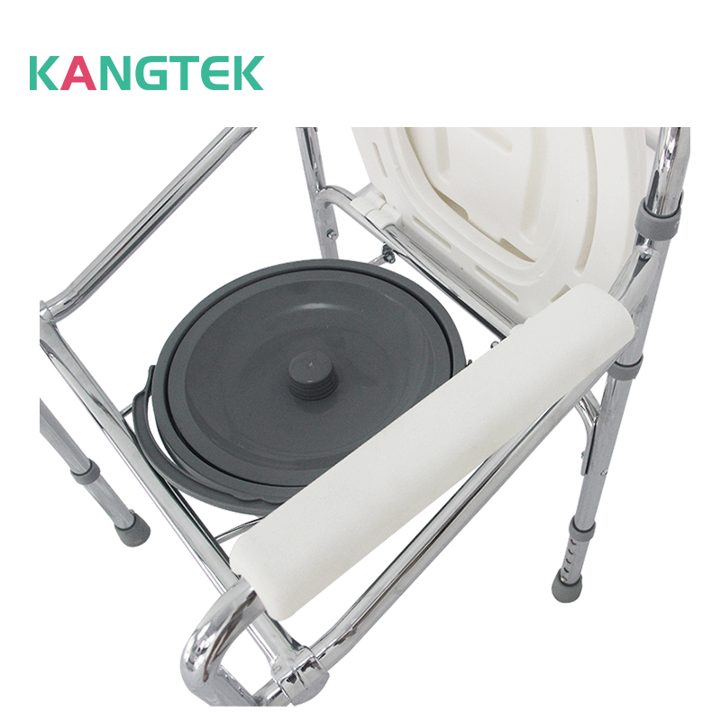 Kangtek Foldable steel adjustable shower toilet beside commode chair portable toilet seat