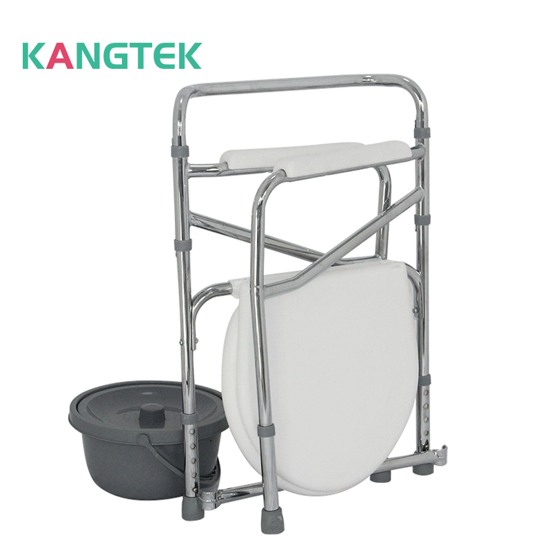 Kangtek Foldable steel adjustable shower toilet beside commode chair portable toilet seat