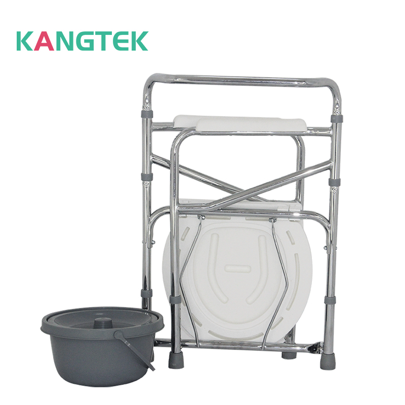 Kangtek Foldable steel adjustable shower toilet beside commode chair portable toilet seat