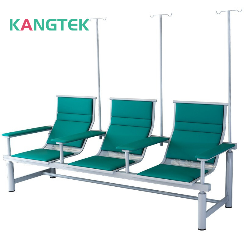 Chaises de bride de support d'hôpital iv, en stock, chaise d'attente pour perfusion de patients hospitalisés avec 3 sièges