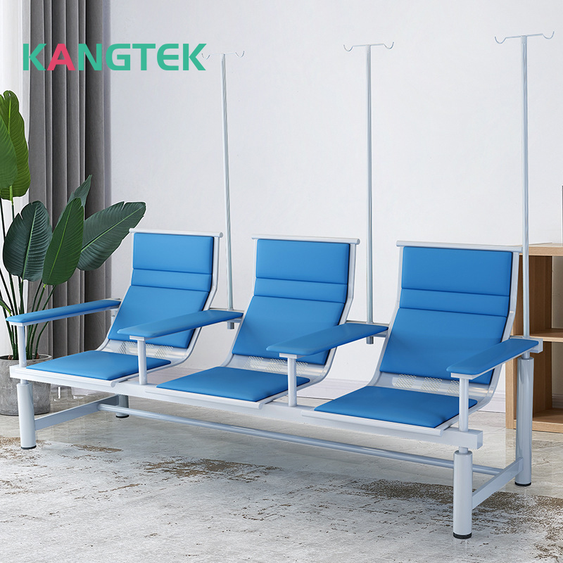 Chaises de bride de support d'hôpital iv, en stock, chaise d'attente pour perfusion de patients hospitalisés avec 3 sièges