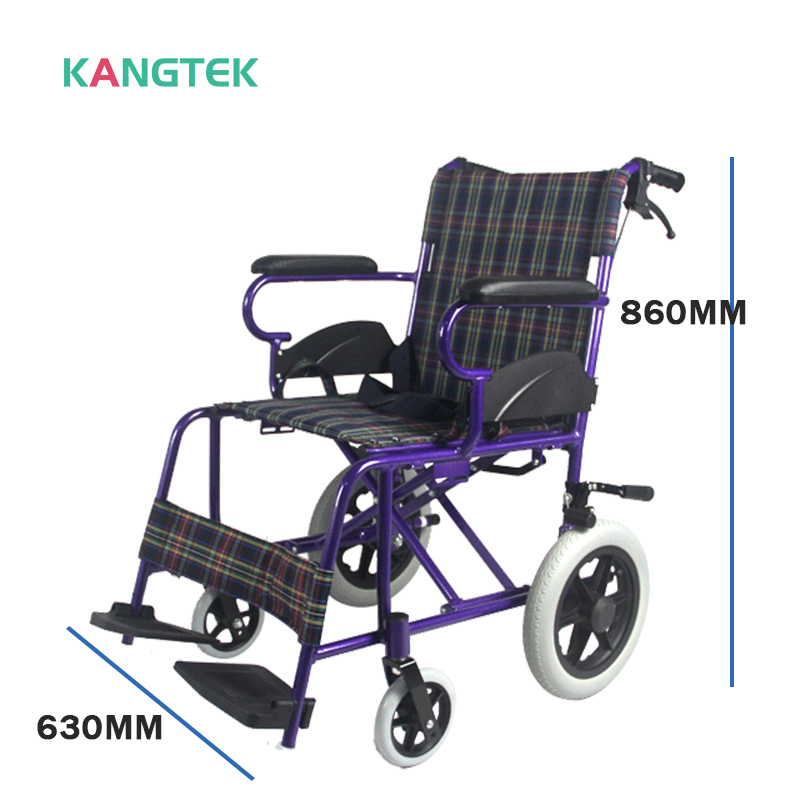 Aluminum alloy manual portable folding wheelchair para sa mga taong may kapansanan sa bahay